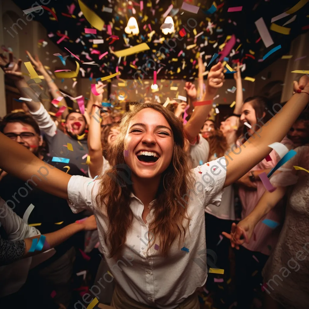 Students celebrating together after passing exams with confetti. - Image 4