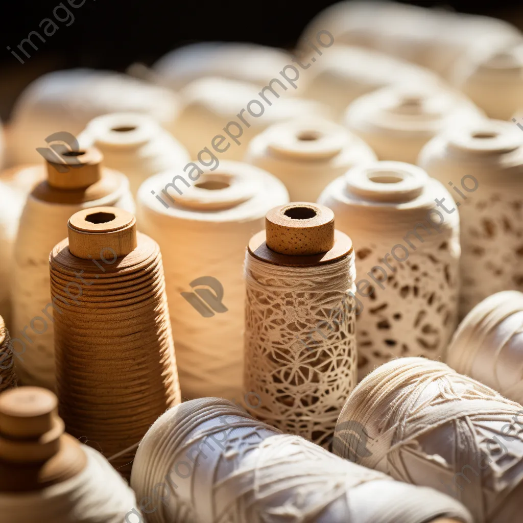 Close-up of intricate hand-stitching on linen fabric. - Image 2