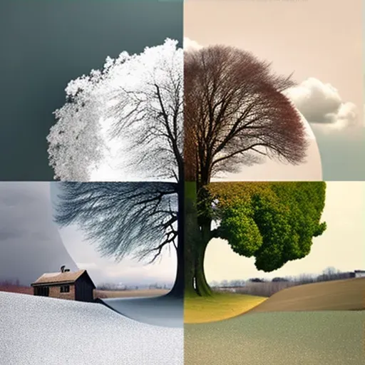 Tree transitioning through four seasons - Image 3