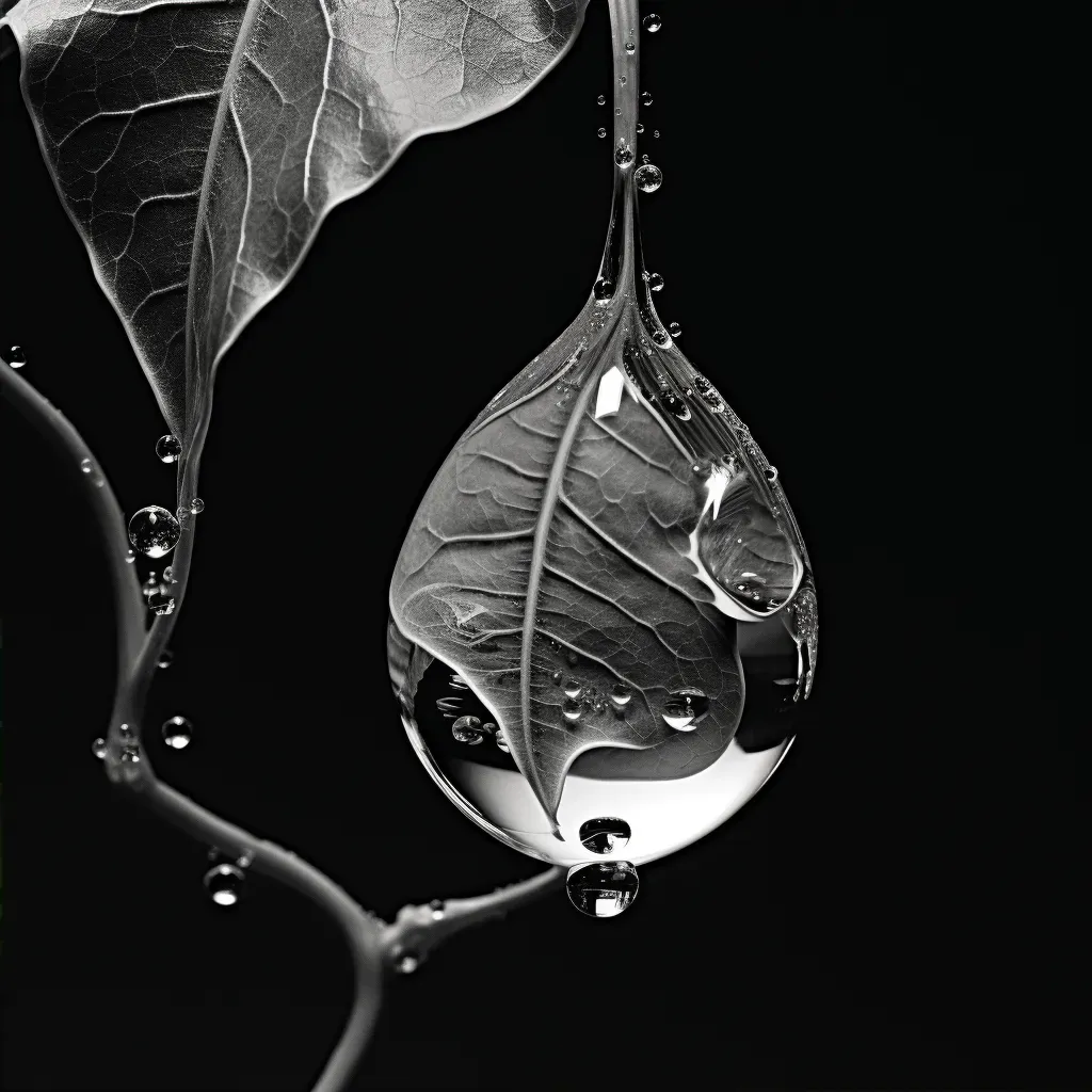 Image revealing the hidden world inside a dewdrop on a leaf with refracted light - Image 2