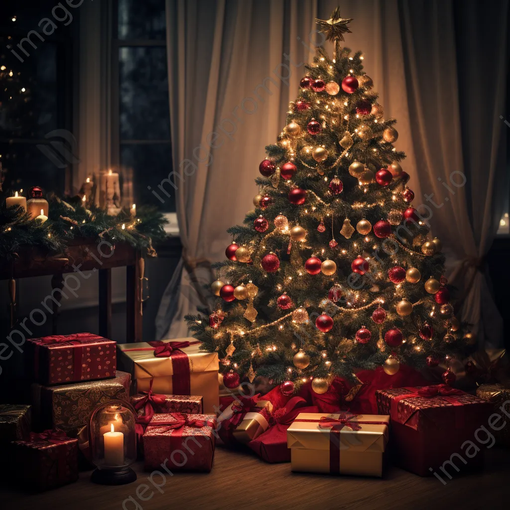 Beautifully decorated Christmas tree with lights and ornaments - Image 1