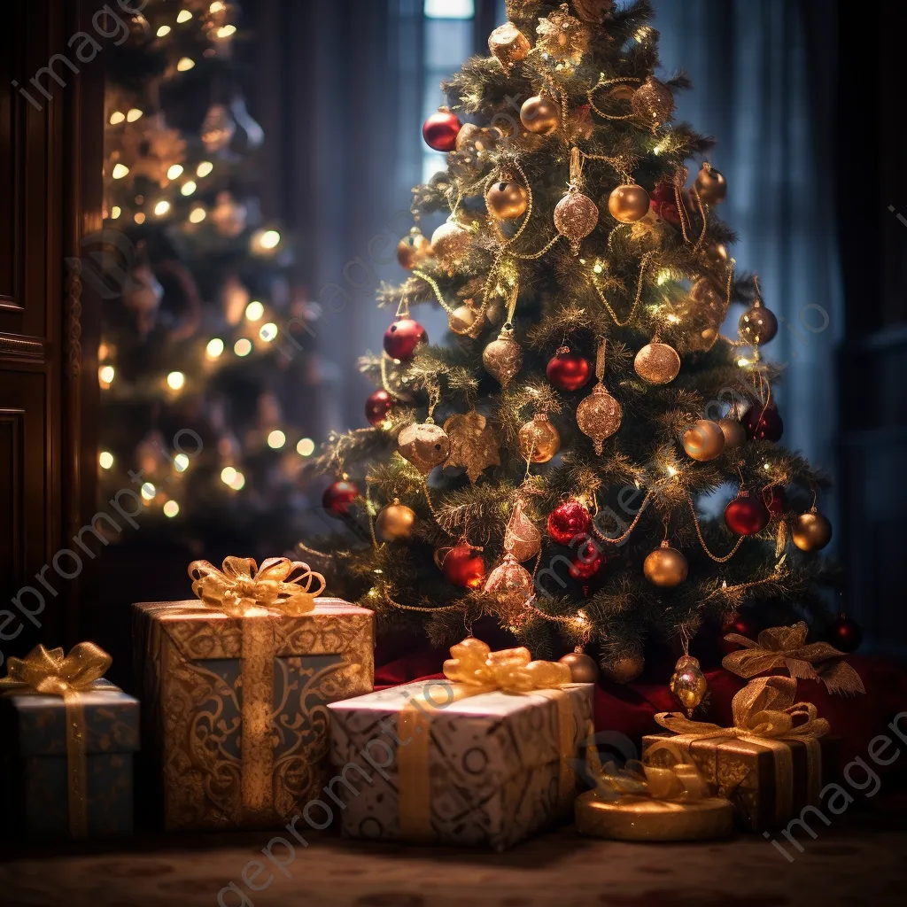 Beautifully decorated Christmas tree with lights and ornaments - Image 3