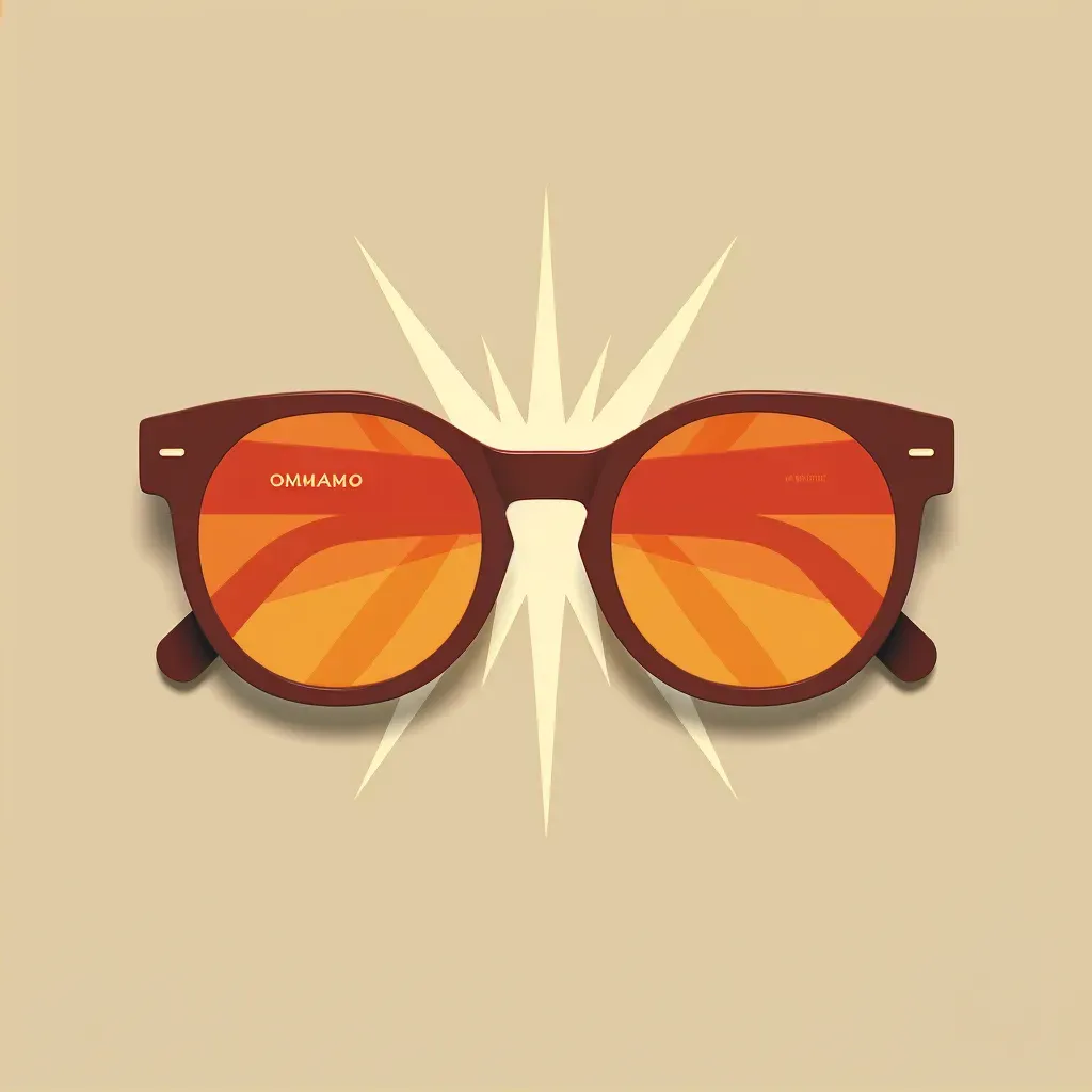 Logo for a retro sunglasses brand featuring a sun icon in orange and brown colors - Image 2