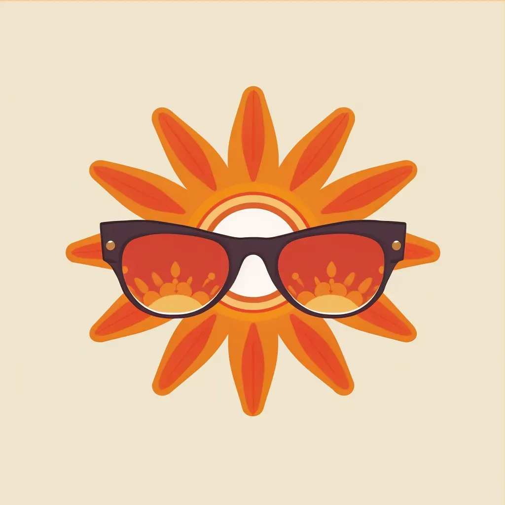 Logo for a retro sunglasses brand featuring a sun icon in orange and brown colors - Image 3