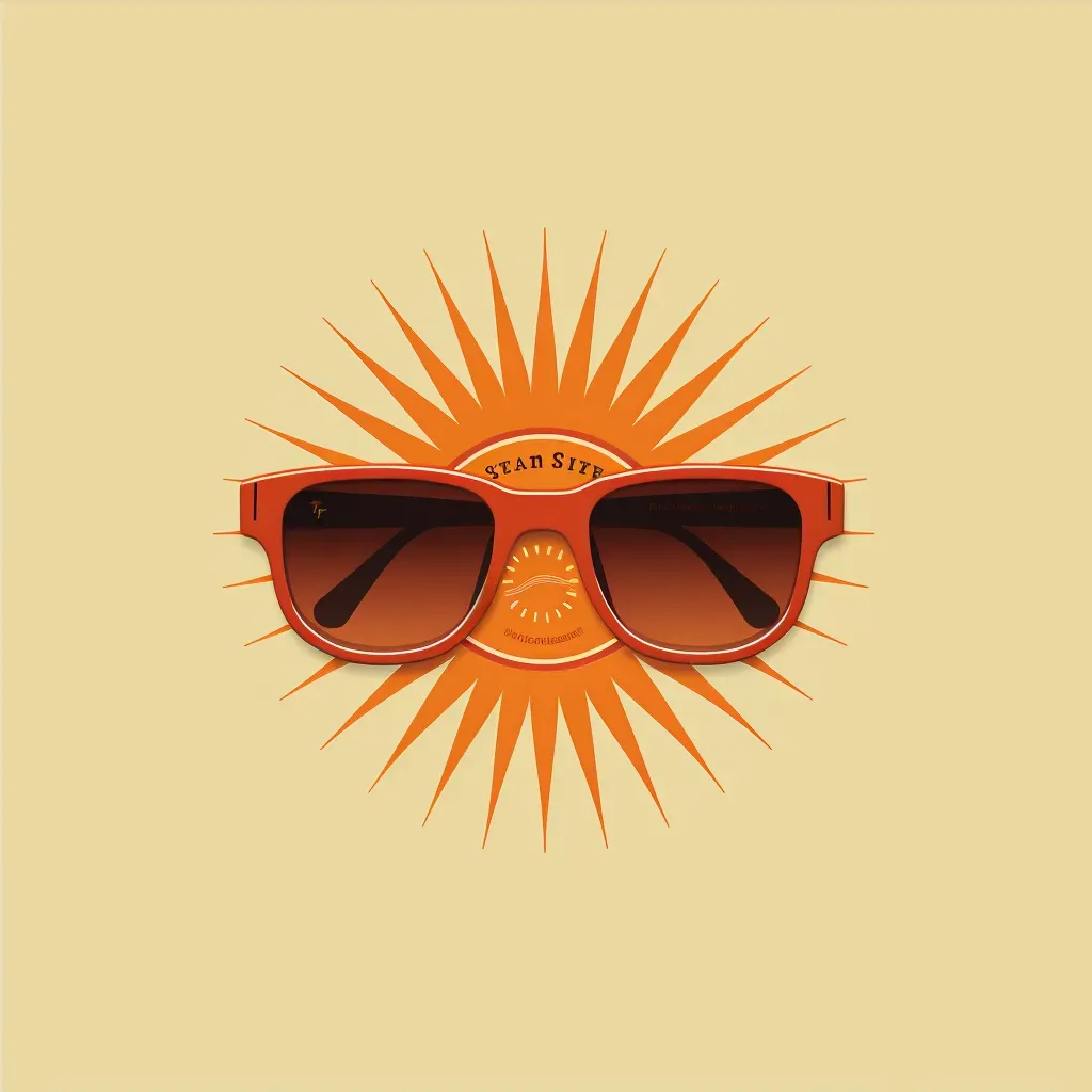 Logo for a retro sunglasses brand featuring a sun icon in orange and brown colors - Image 4