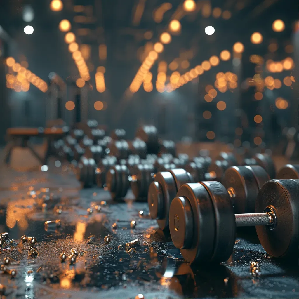 Neatly Arranged Gym Dumbbells