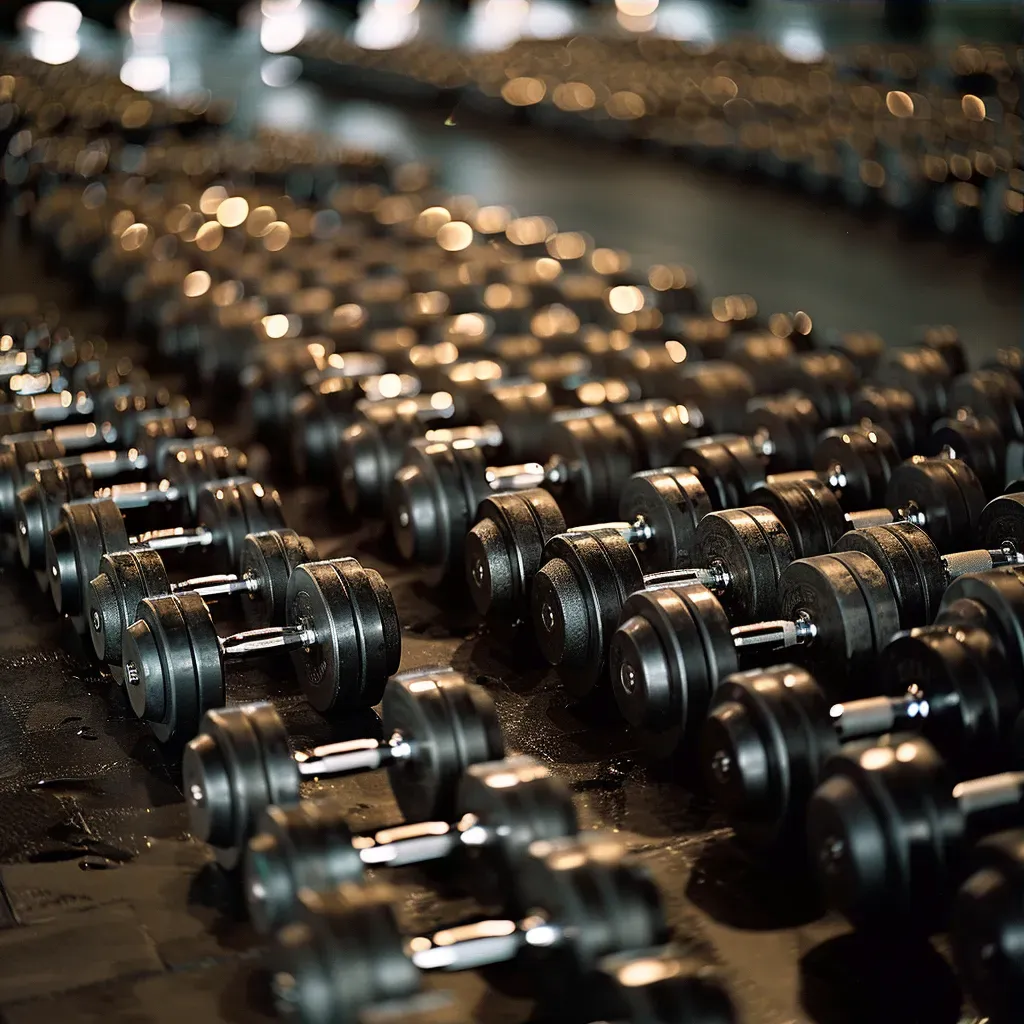 Neatly arranged gym dumbbells - Image 3