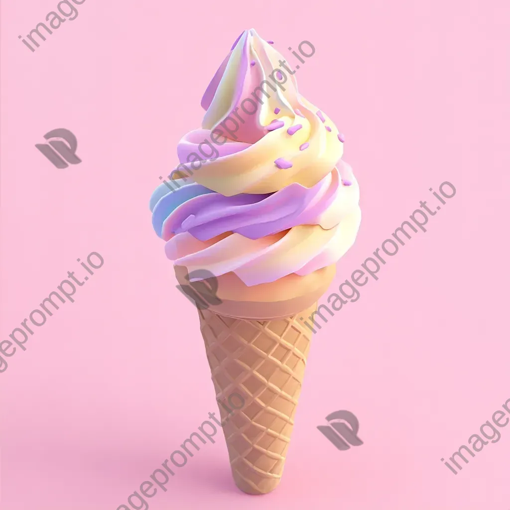 Playful soft serve ice cream cone in low poly style and pastel colors - Image 2