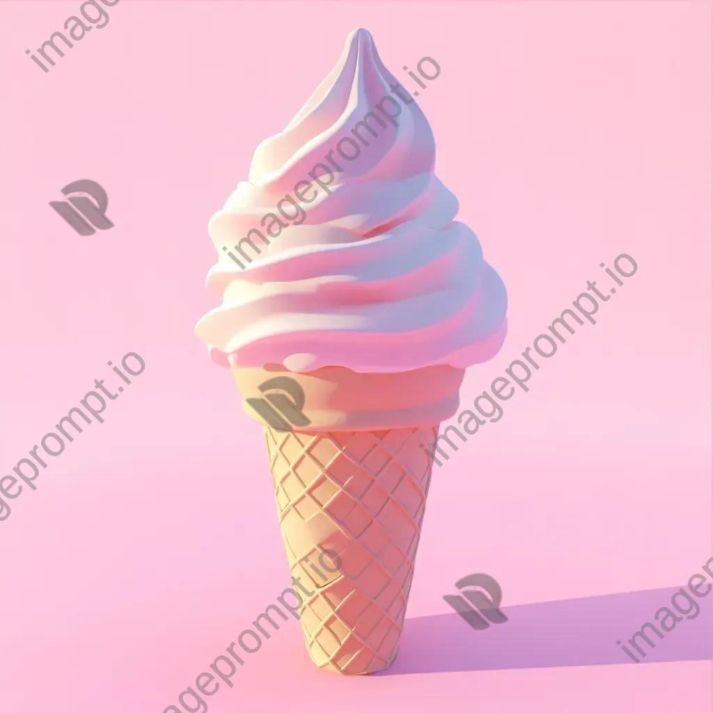 Playful soft serve ice cream cone in low poly style and pastel colors - Image 3