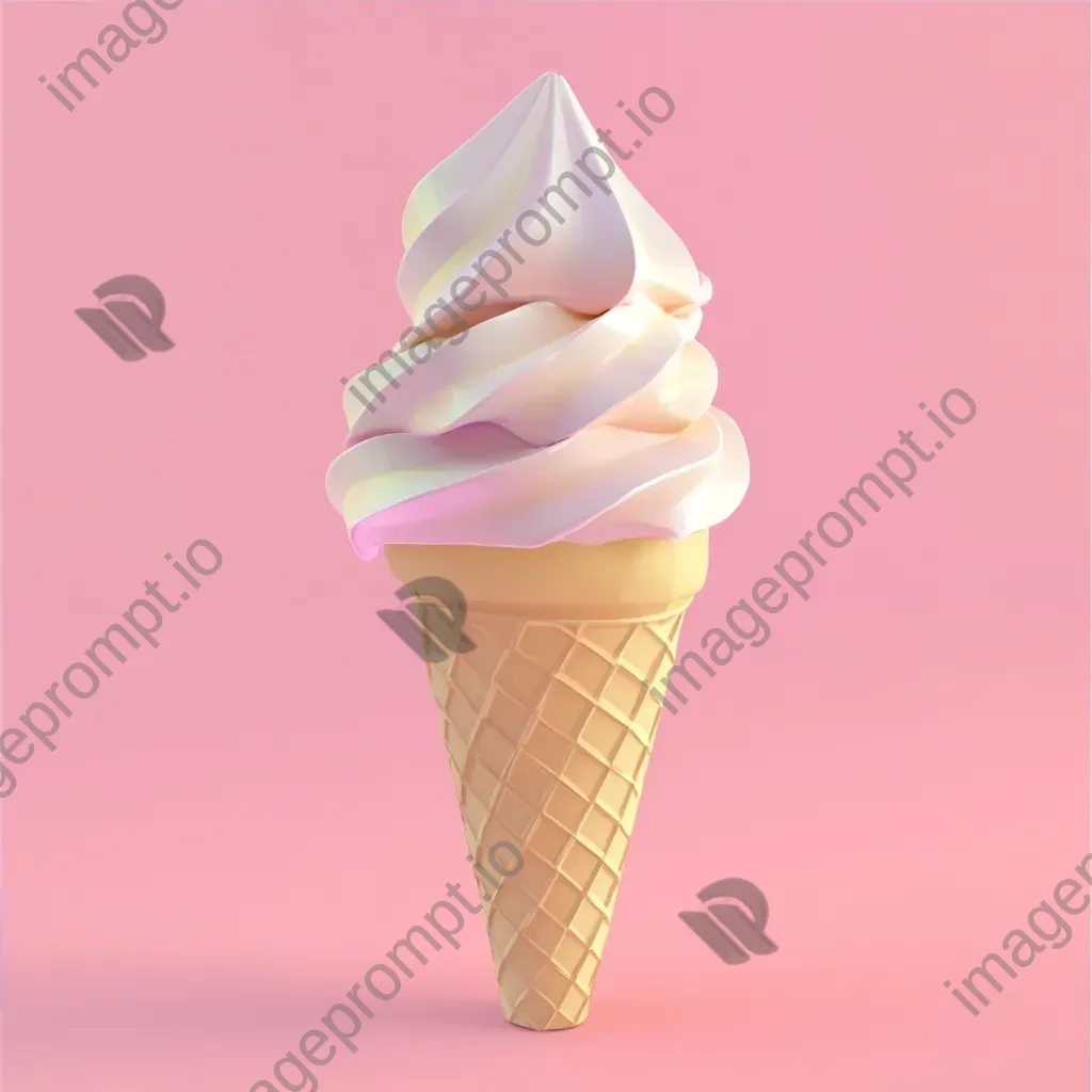 Playful soft serve ice cream cone in low poly style and pastel colors - Image 4