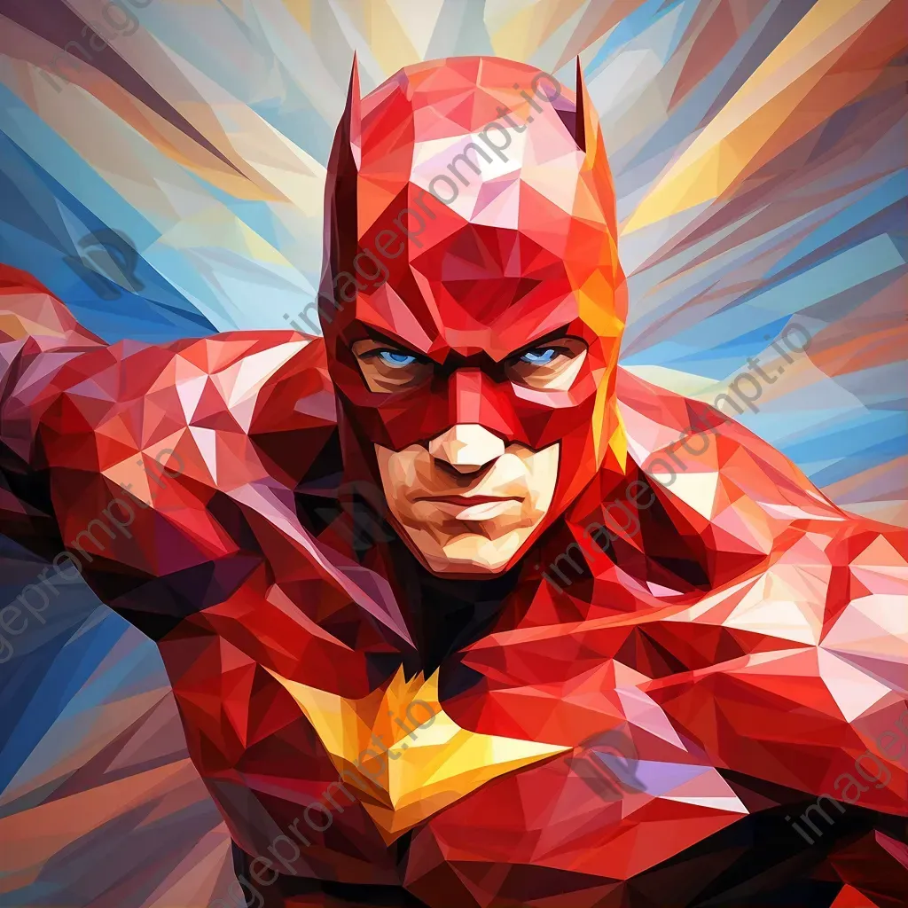 Pop art-styled low poly superhero - Image 1