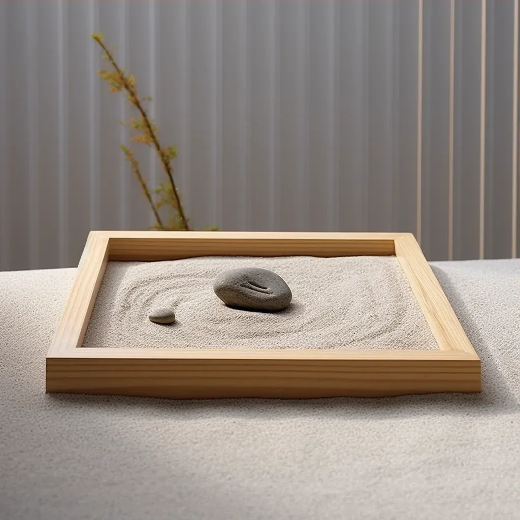 Minimalist Zen stone garden with raked gravel - Image 3