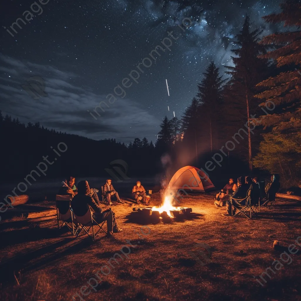 Group of friends enjoying a bonfire under a starry sky - Image 4