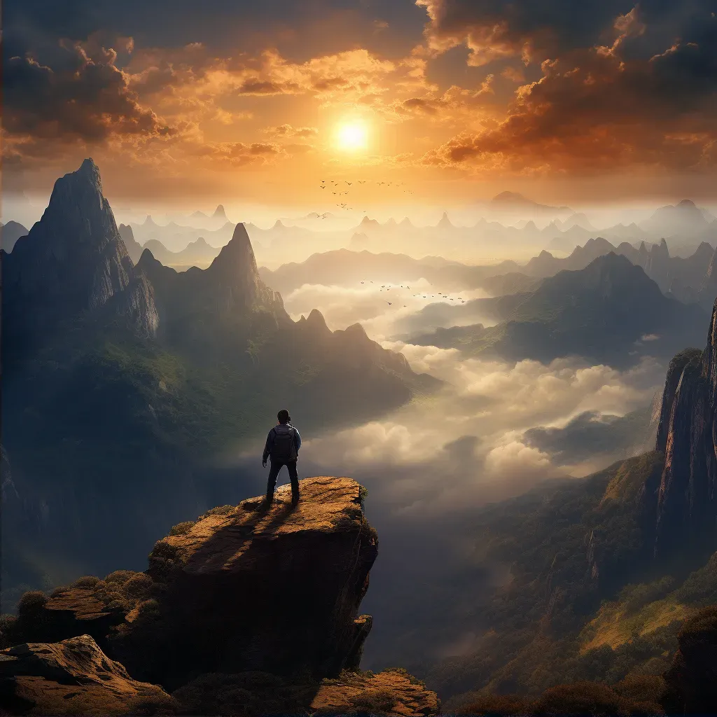 Breathtaking cliff edge view of mountain range and sea of clouds - Image 2