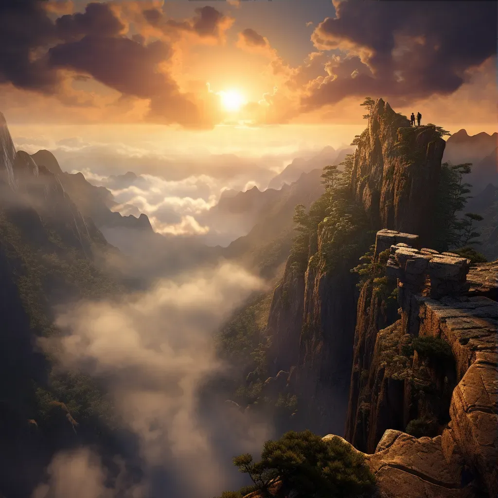 Breathtaking cliff edge view of mountain range and sea of clouds - Image 3