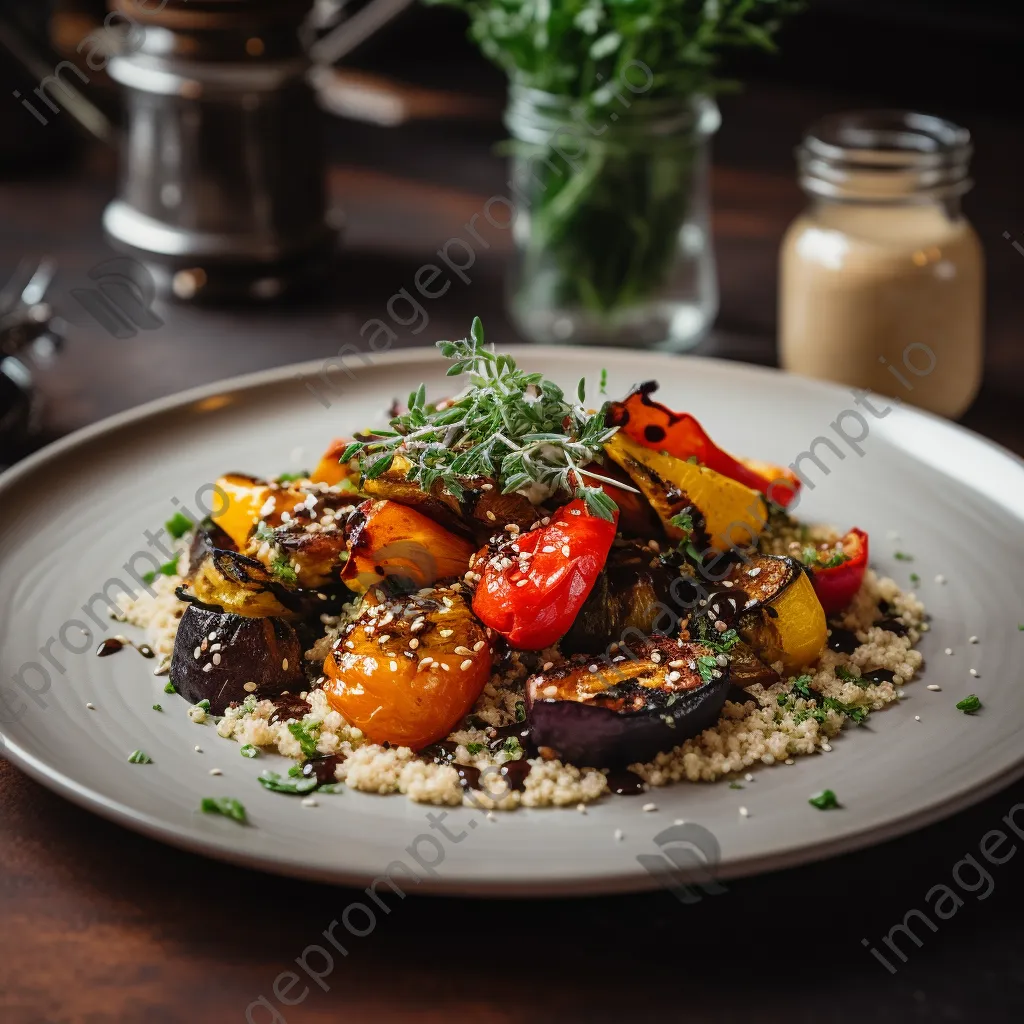 Gourmet vegetarian dish with quinoa and roasted vegetables - Image 1