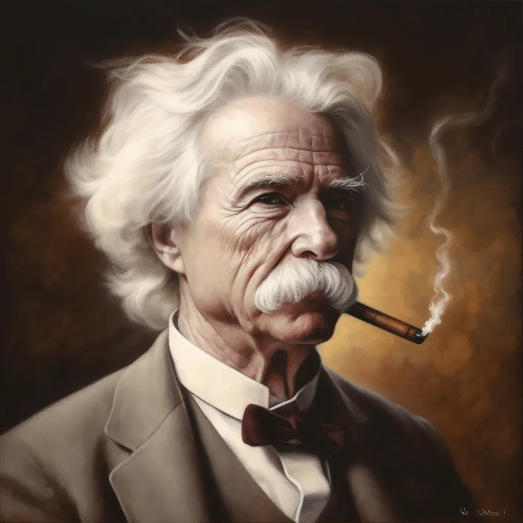 Personality holding pipe with signature white hair and mustache - Image 1