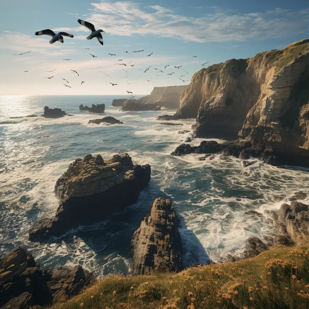 Aerial view of coastal cliffs with waves crashing against rocks - Image 3