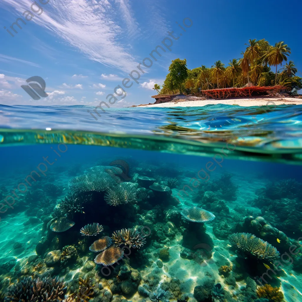 Coral reefs beneath clear waters of a tropical island - Image 4