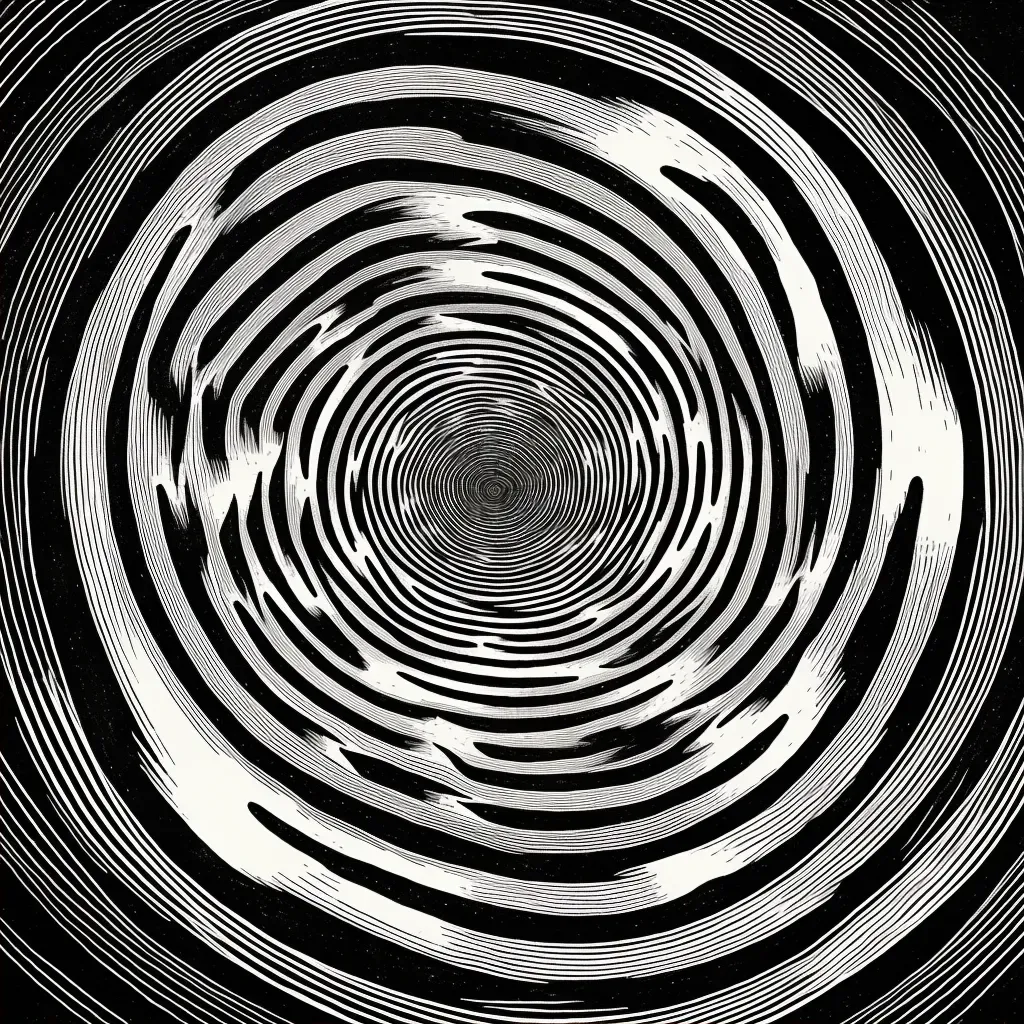 Illustration of vortex depth perception with concentric circles and radial lines - Image 2