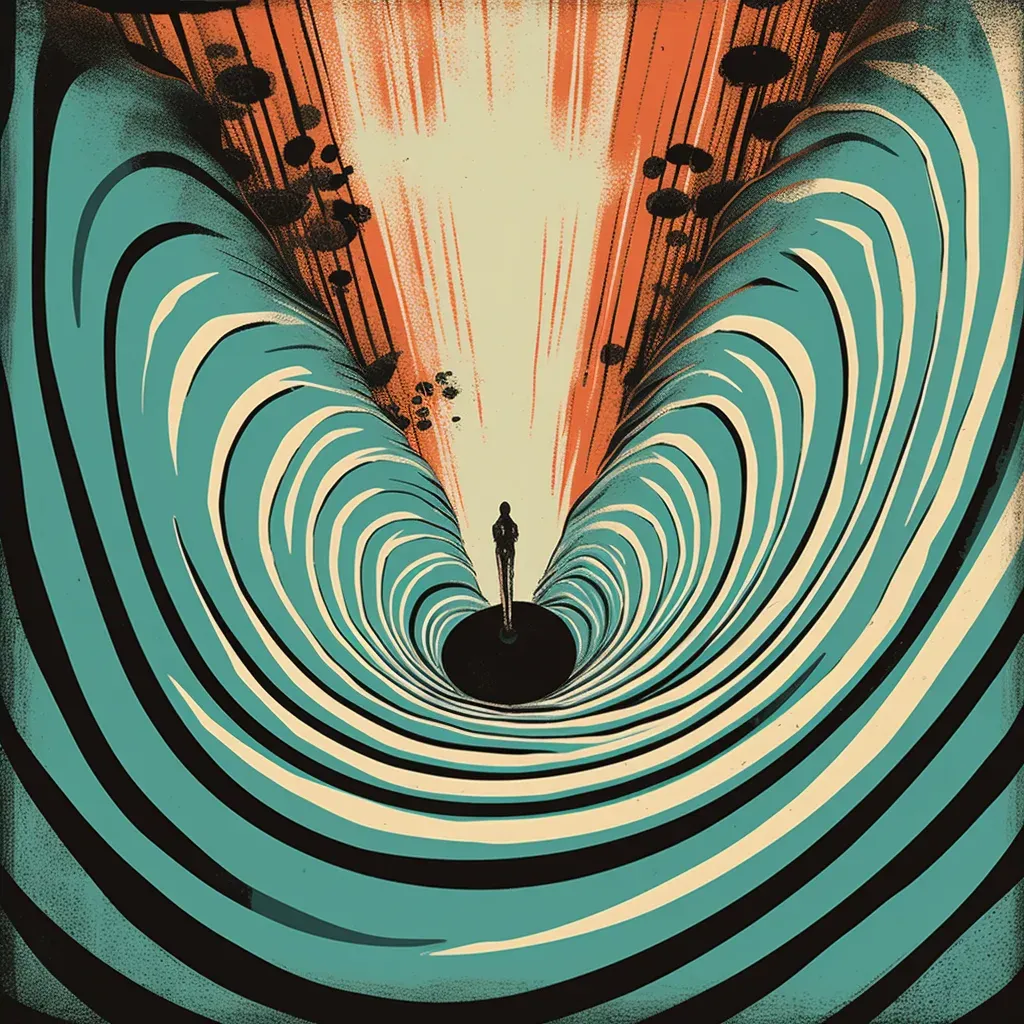 Illustration of vortex depth perception with concentric circles and radial lines - Image 4