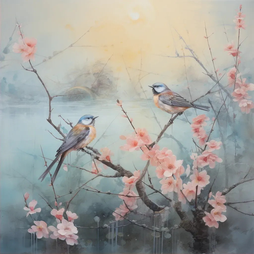 Soft pastel colors of spring dawn with chirping birds - Image 2