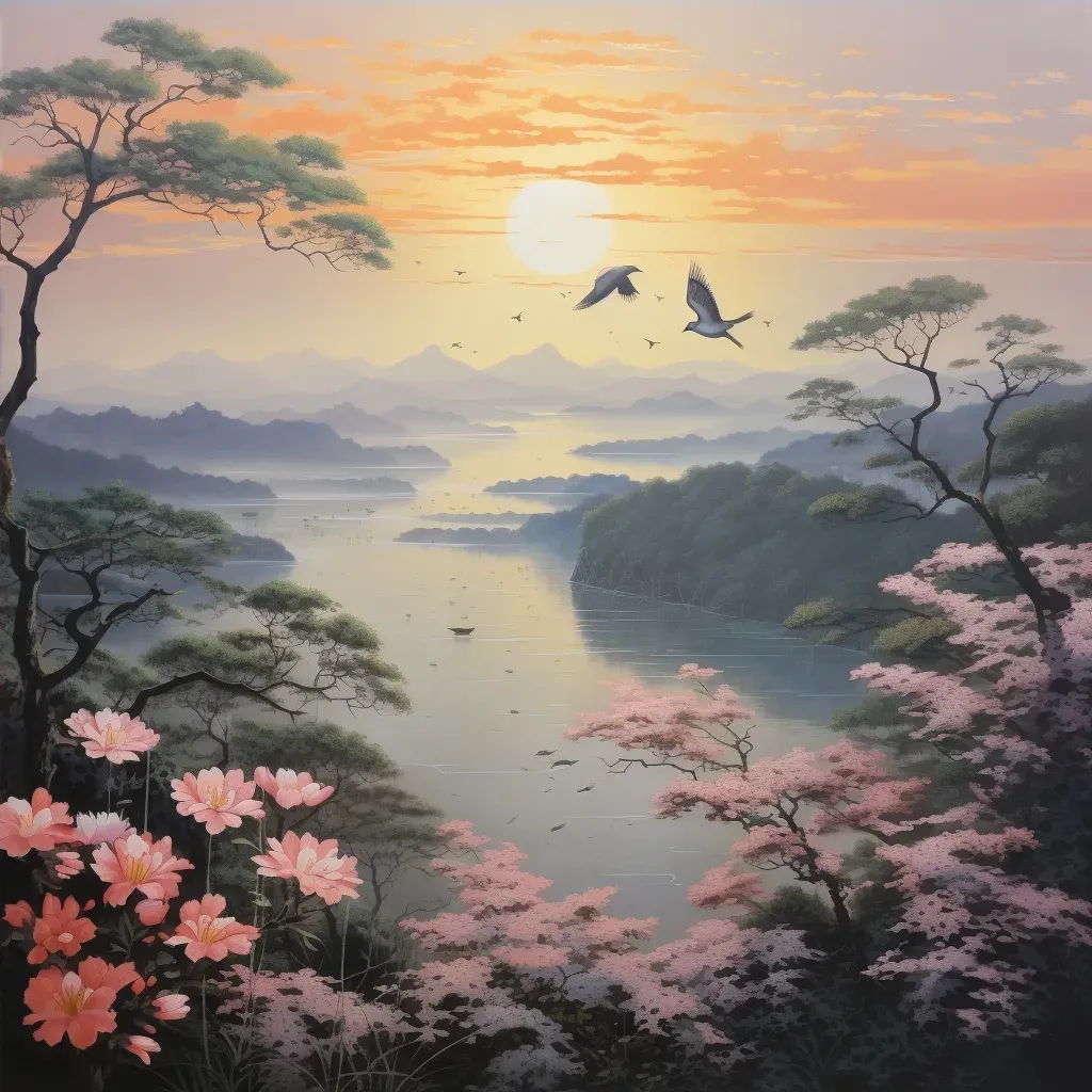 Soft pastel colors of spring dawn with chirping birds - Image 4