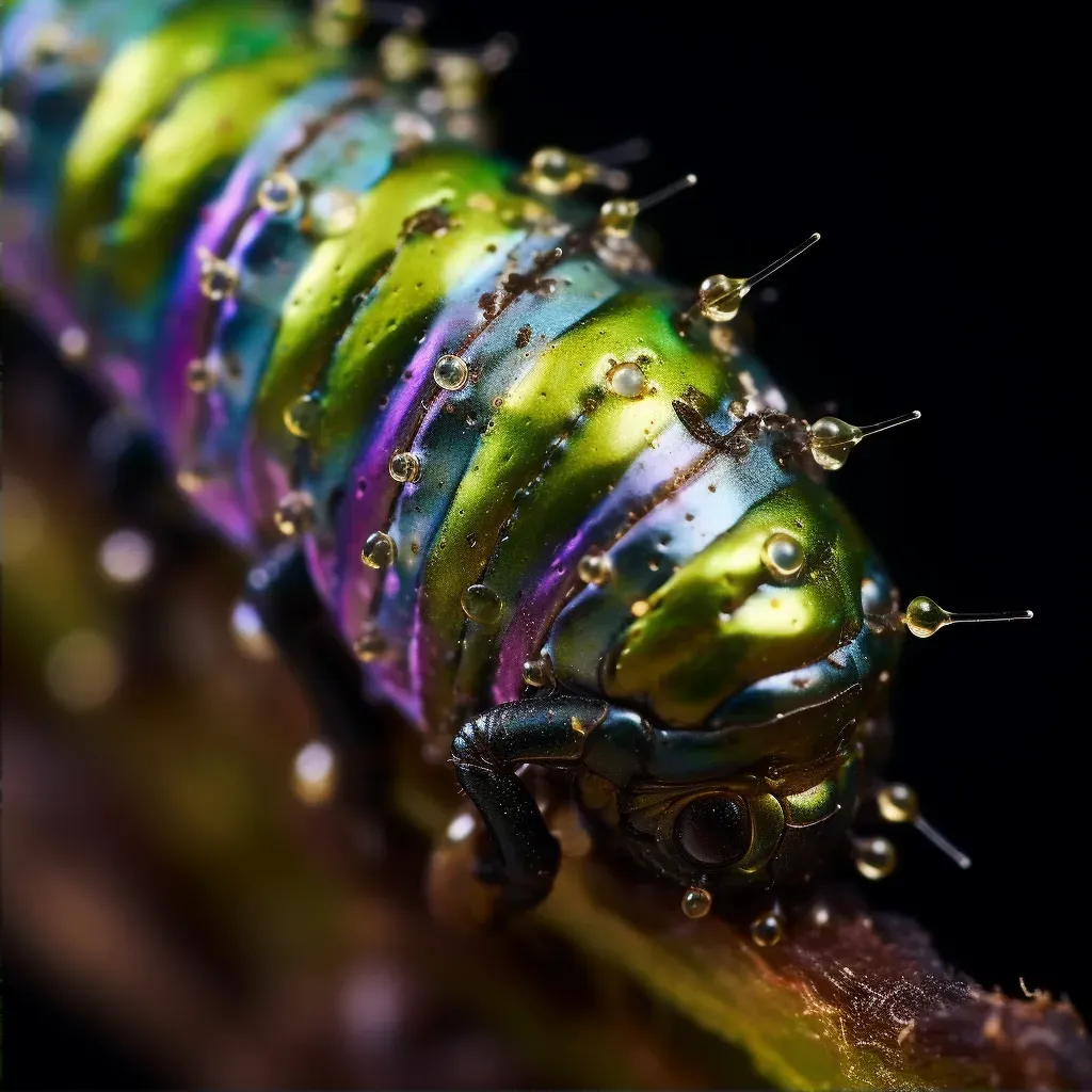 Caterpillar changing into chrysalis in detailed close-up - Image 2