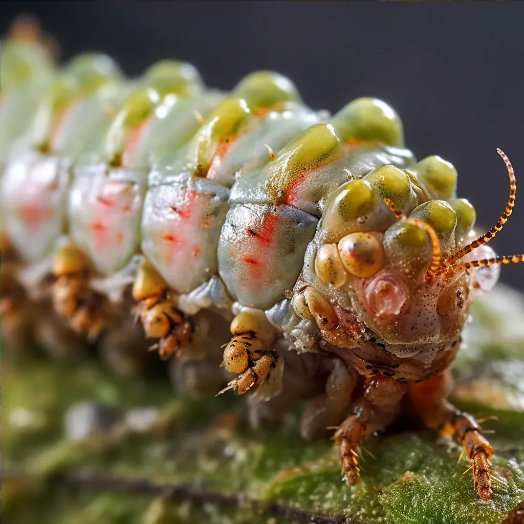 Caterpillar changing into chrysalis in detailed close-up - Image 4