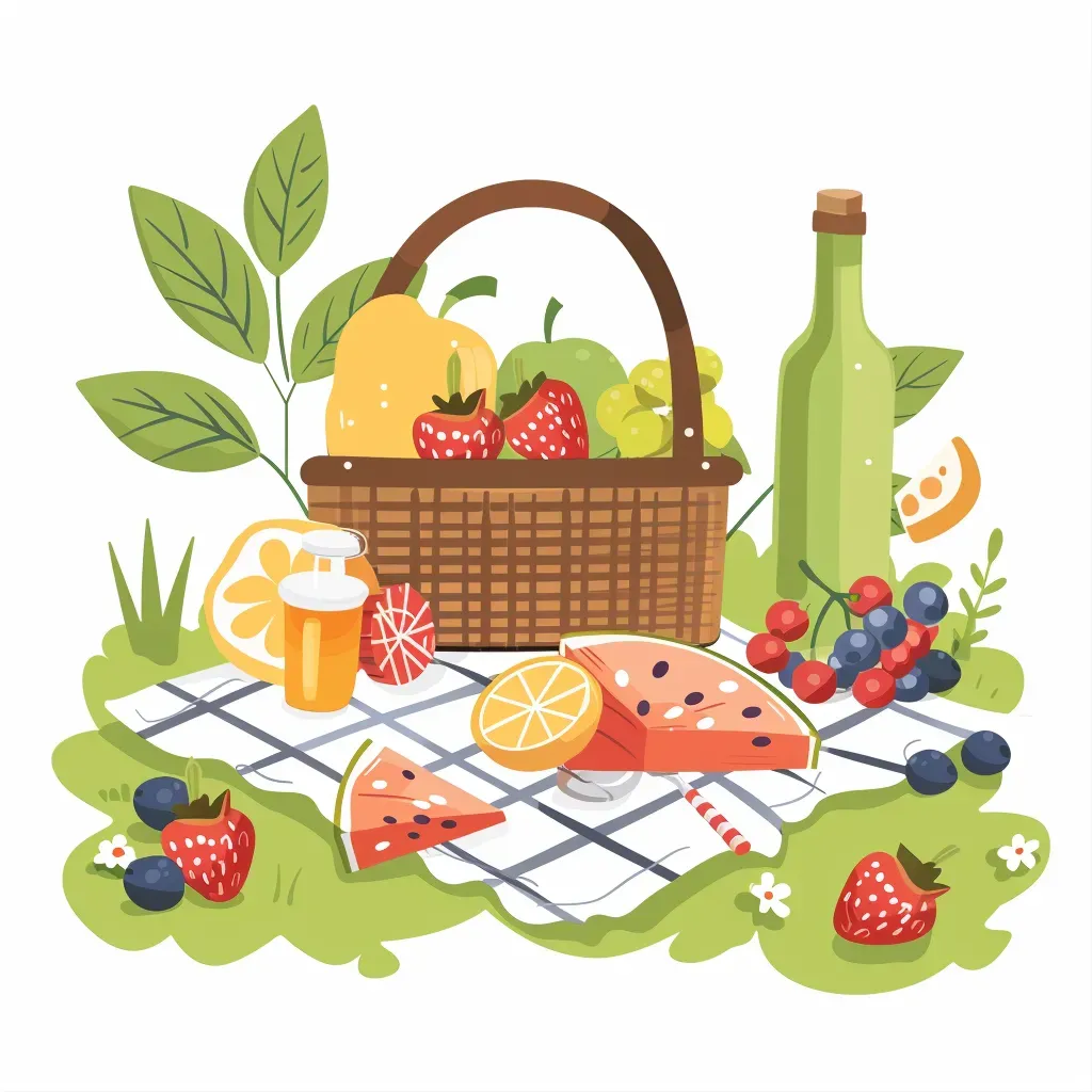 Springtime picnic with fresh fruits logo - Image 1