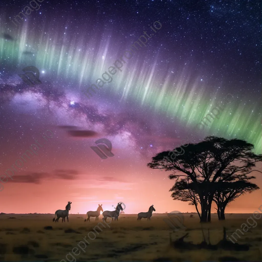 Aurora australis tranquil savanna - Image 1