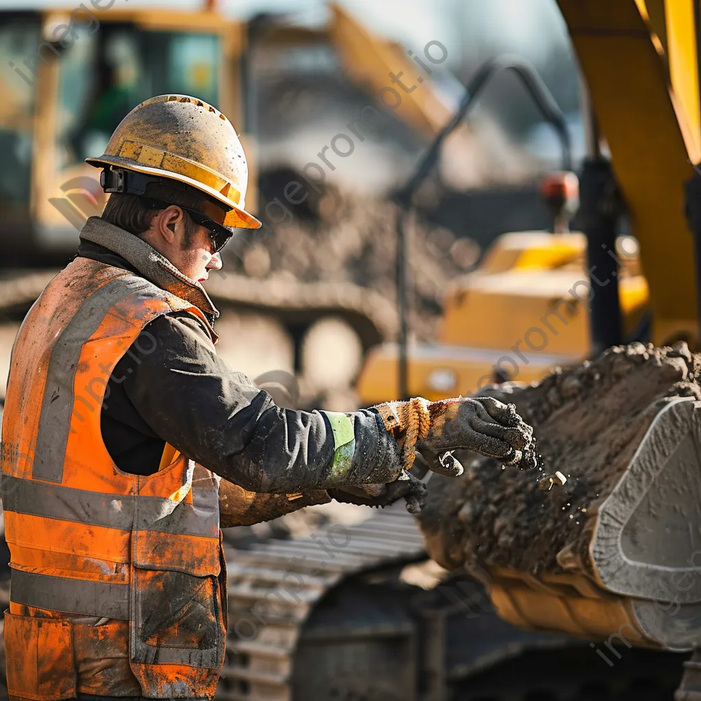 Industrial worker operating heavy machinery at a construction site - Image 3