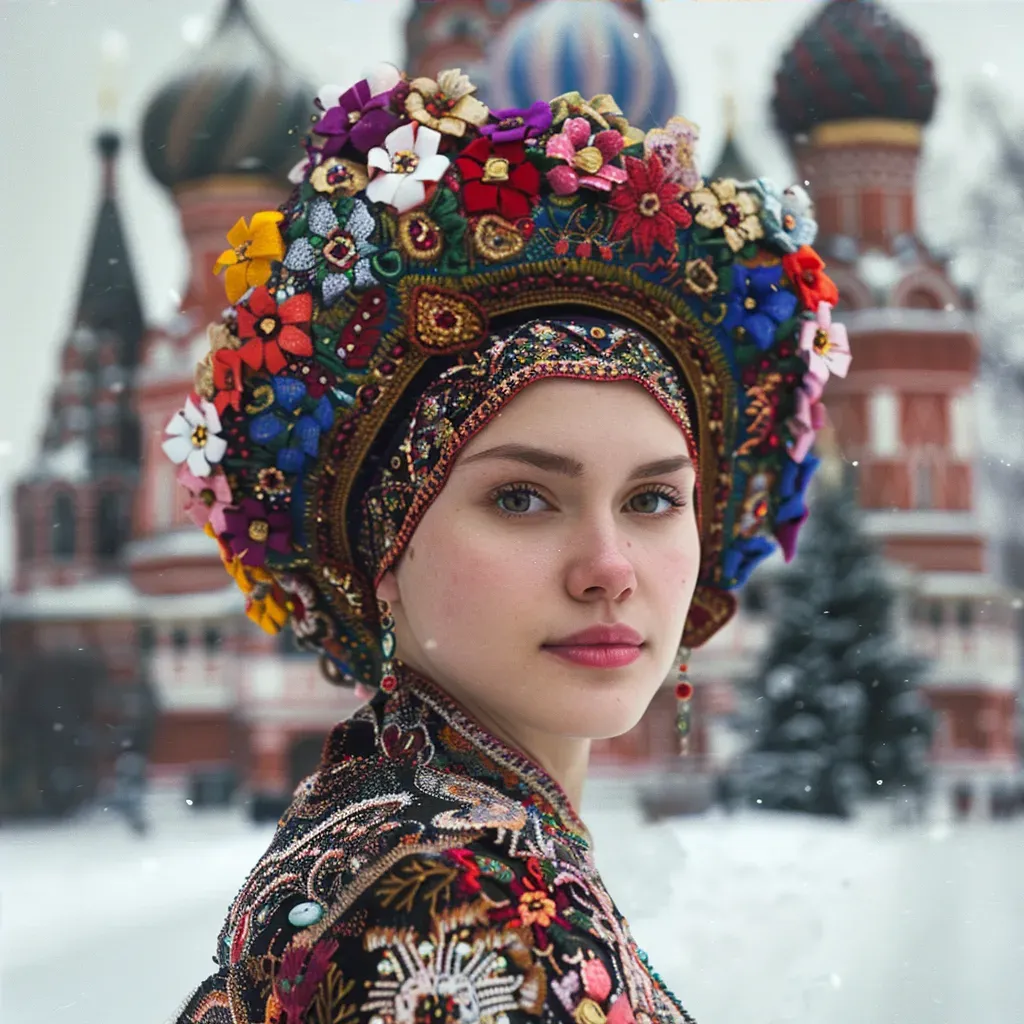 Russian Kokoshnik Headdress at Kremlin Square