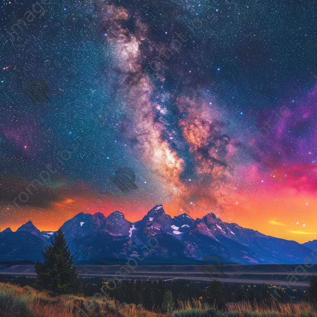 Milky Way over colorful twilight mountains - Image 2