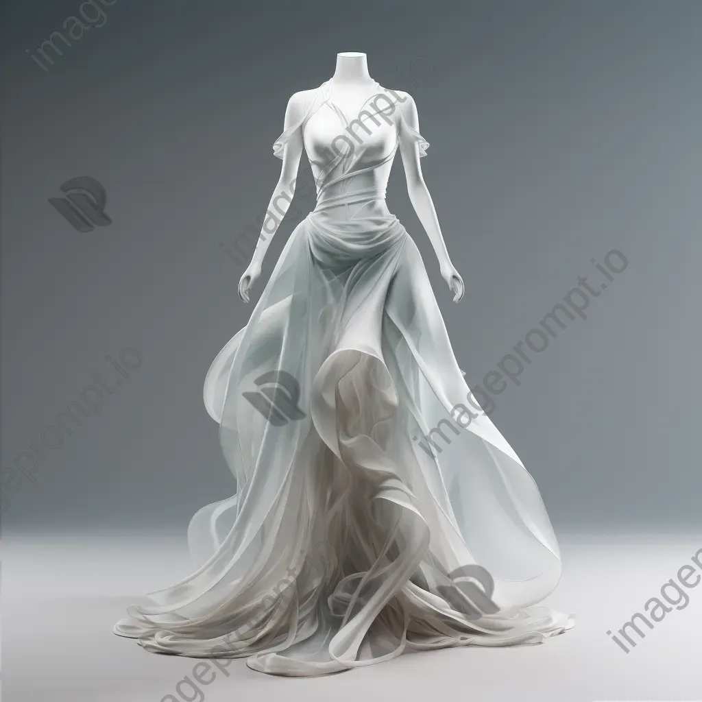 Ghostly wedding dress faded into transparency, made in low poly style - Image 2