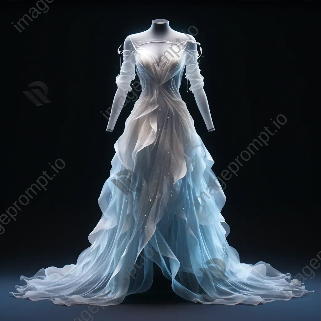 Ghostly wedding dress faded into transparency, made in low poly style - Image 3