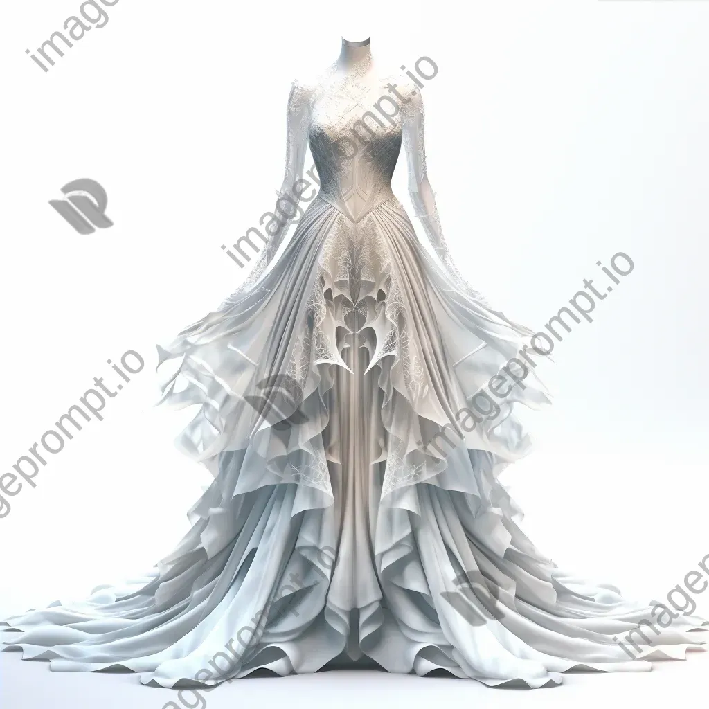 Ghostly wedding dress faded into transparency, made in low poly style - Image 4