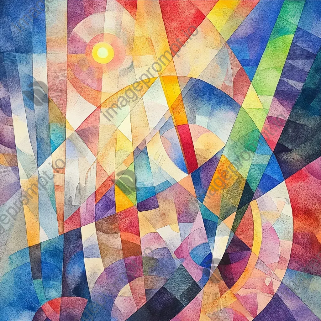 Artwork of vibrant, illuminated abstract patterns within a kaleidoscope in a watercolor style - Image 3