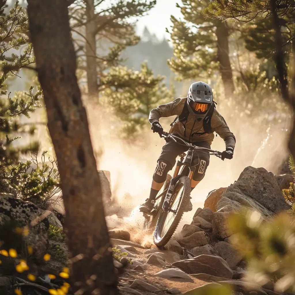 Mountain Biker on Rocky Trail