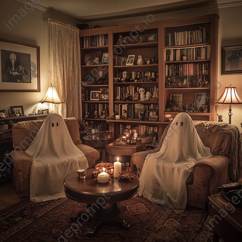 Cozy living room with Halloween decorations and flickering candles - Image 2