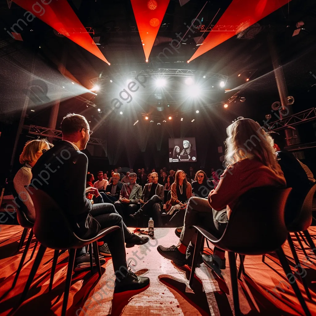 Panelists laughing during an engaging panel discussion on stage - Image 1