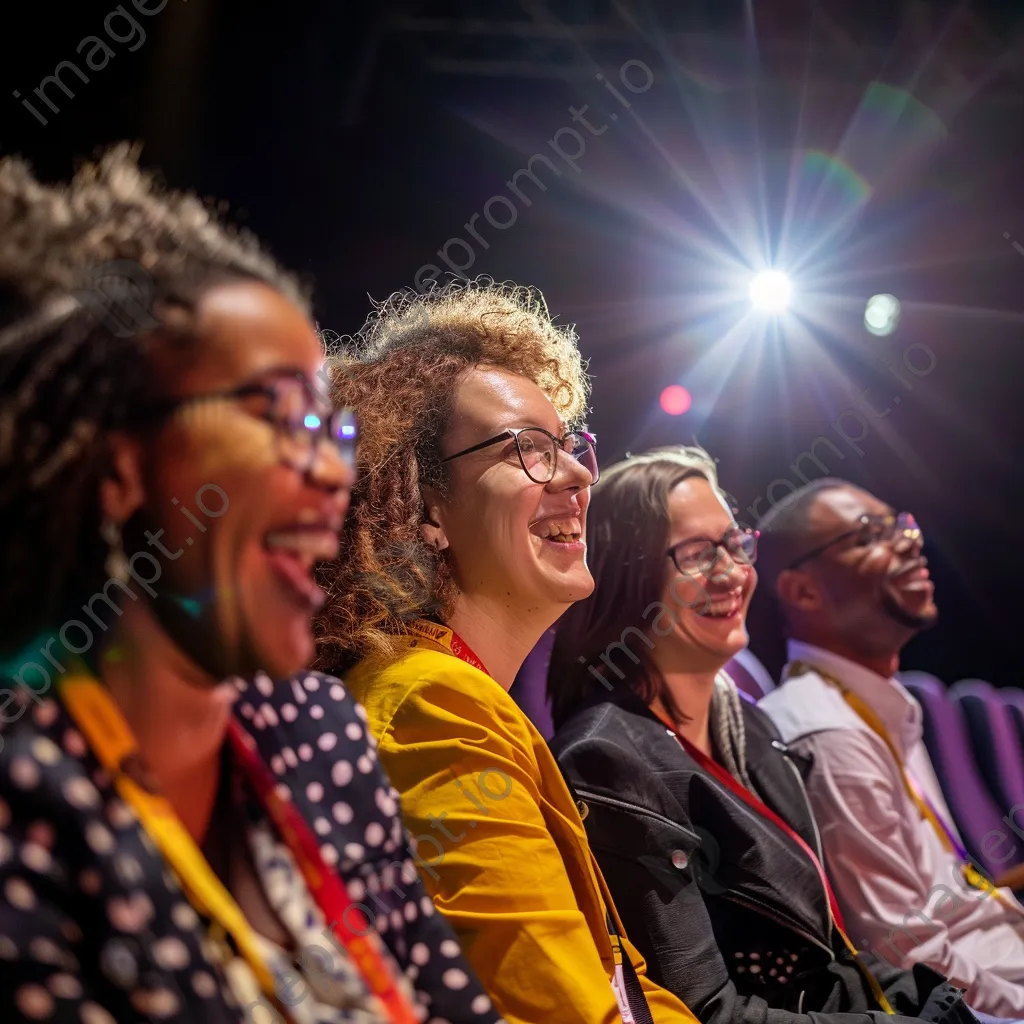 Panelists laughing during an engaging panel discussion on stage - Image 4