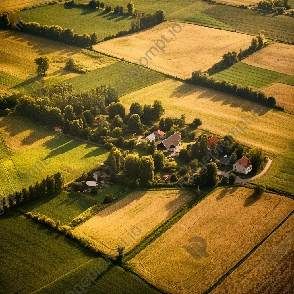 Farmland from above with helicopter scouting, aerial view - Image 2