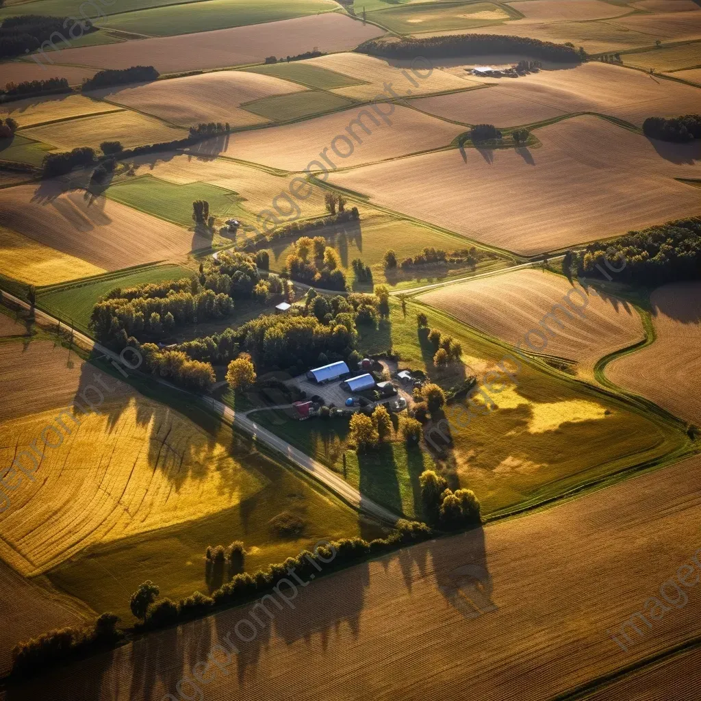 Farmland from above with helicopter scouting, aerial view - Image 3