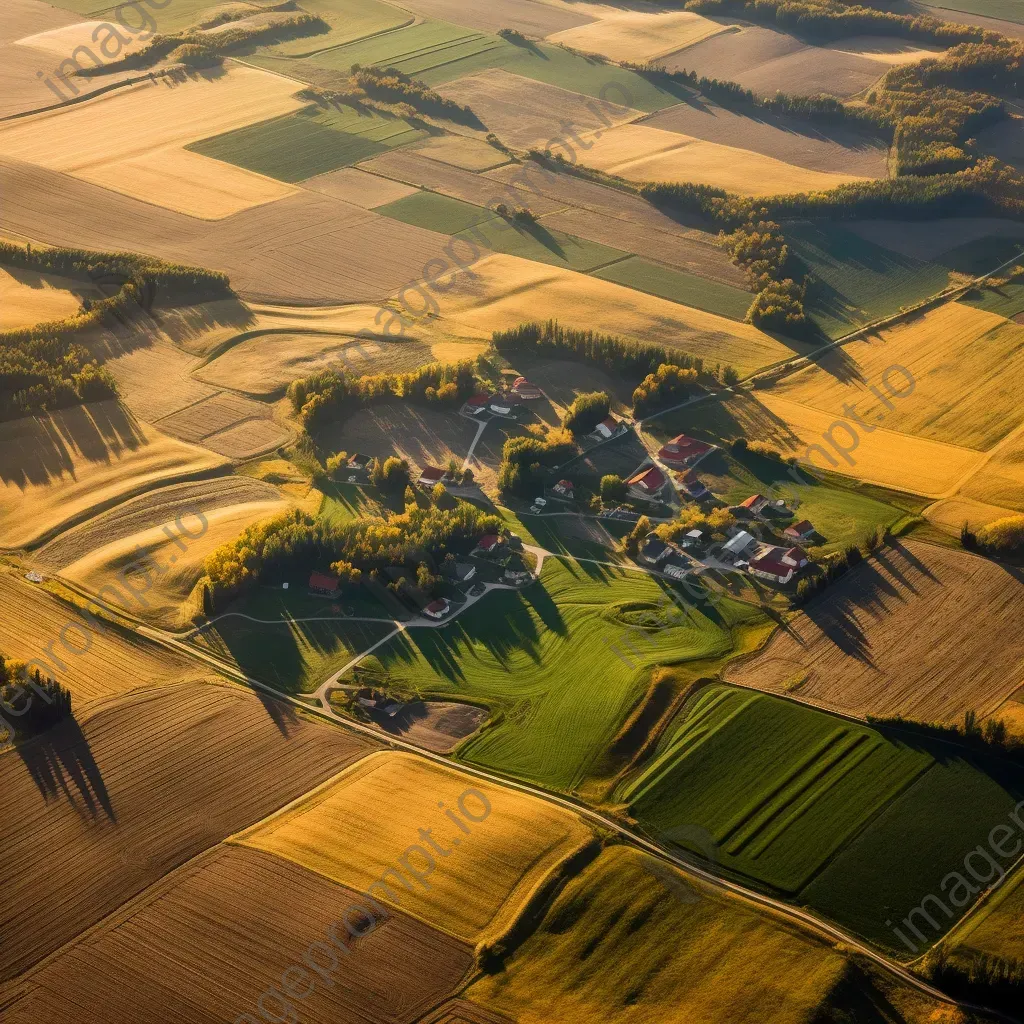 Farmland from above with helicopter scouting, aerial view - Image 4