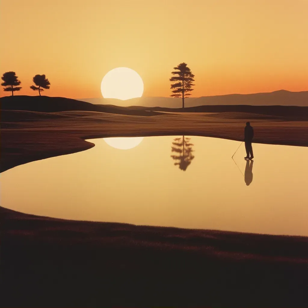 Serene morning on a golf course with a golfer preparing for a swing - Image 2