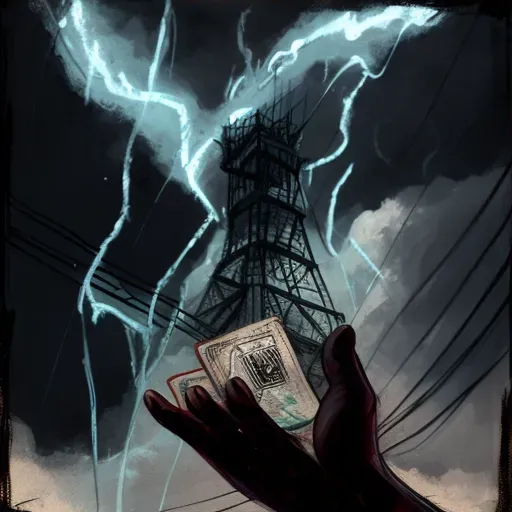 Image of hands holding a tarot card revealing a looming tower struck by lightning - Image 3