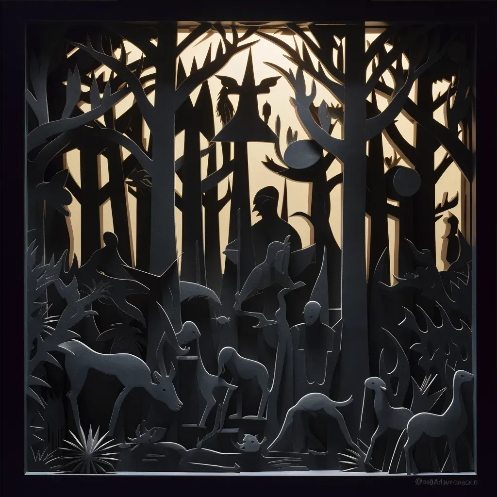 Animals gathering in a mystical forest under firefly-lit lanterns - Image 3