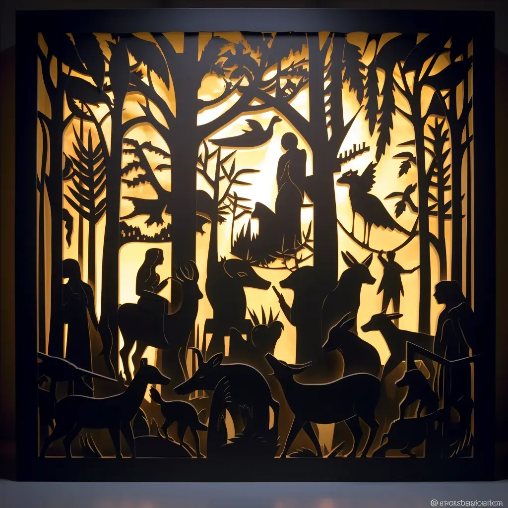 Animals gathering in a mystical forest under firefly-lit lanterns - Image 4