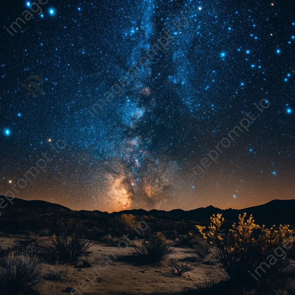 Vibrant constellations shining over silhouettes of desert flora. - Image 2